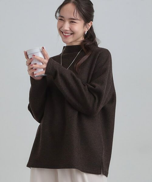 SHOO・LA・RUE / シューラルー カットソー | 【あったか】モックネックニットソートップス(ブラウン(044))