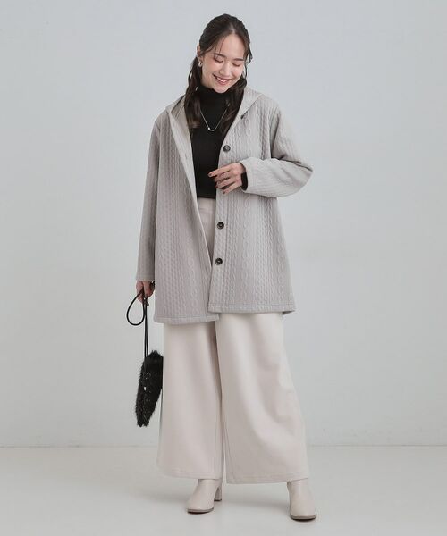 SHOO・LA・RUE / シューラルー カーディガン・ボレロ | 裏側ベロアジャージであったか ケーブルジャガードコーディガン | 詳細11