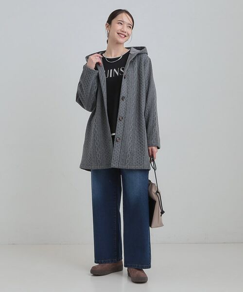 SHOO・LA・RUE / シューラルー カーディガン・ボレロ | 裏側ベロアジャージであったか ケーブルジャガードコーディガン | 詳細3