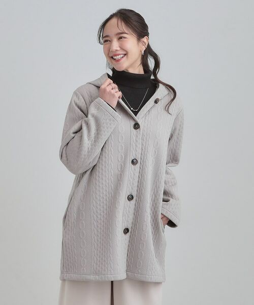 SHOO・LA・RUE / シューラルー カーディガン・ボレロ | 裏側ベロアジャージであったか ケーブルジャガードコーディガン | 詳細9