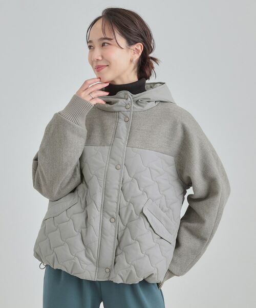 SHOO・LA・RUE / シューラルー レザーブルゾン・ジャケット | 【S-LL】異素材使いが目を惹く キルトフードブルゾン | 詳細1