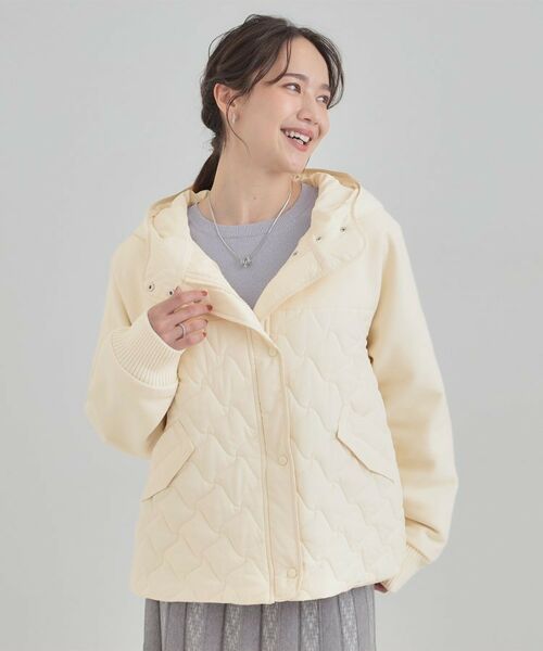 SHOO・LA・RUE / シューラルー レザーブルゾン・ジャケット | 【S-LL】異素材使いが目を惹く キルトフードブルゾン | 詳細5