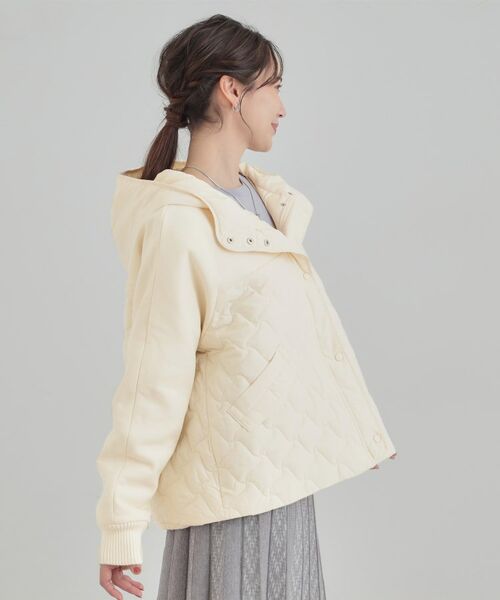 SHOO・LA・RUE / シューラルー レザーブルゾン・ジャケット | 【S-LL】異素材使いが目を惹く キルトフードブルゾン | 詳細6