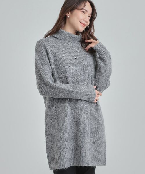 SHOO・LA・RUE / シューラルー ニット・セーター | 【洗濯機可/S-LL】女性らしい美シルエット ニットチュニックワンピース【CIRCRIC】(チャコールグレー(013))