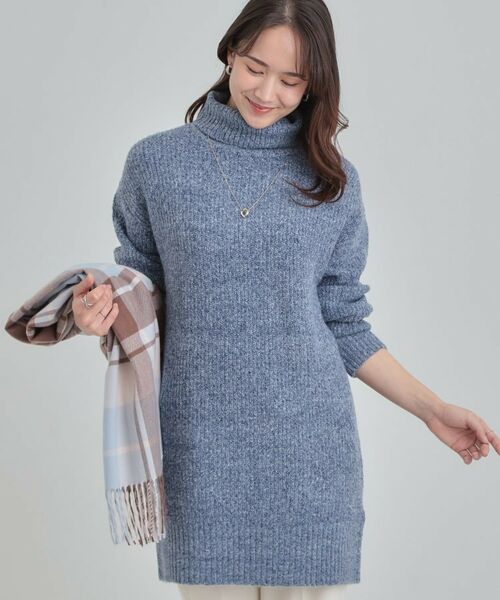 SHOO・LA・RUE / シューラルー ニット・セーター | 【洗濯機可/S-LL】女性らしい美シルエット ニットチュニックワンピース【CIRCRIC】(ブルー(093))