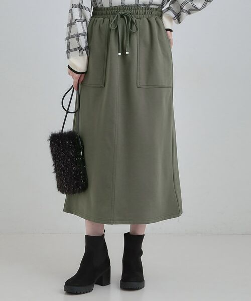 SHOO・LA・RUE / シューラルー ロング・マキシ丈スカート | 【あったか】ベイカー風スカート(オリーブグリーン(026))