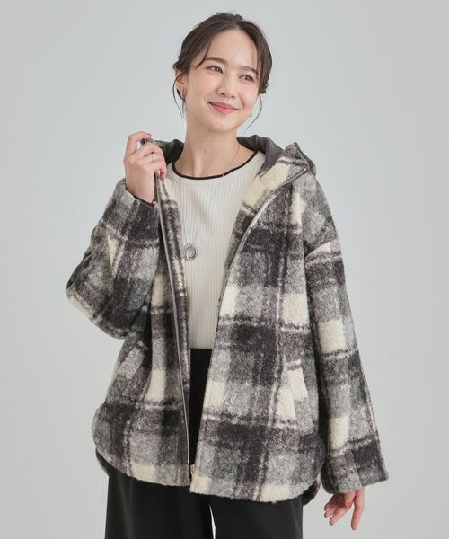 SHOO・LA・RUE / シューラルー その他アウター | ブークレチェックフードコート | 詳細1