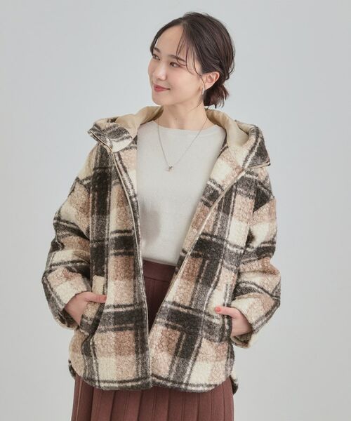 SHOO・LA・RUE / シューラルー その他アウター | ブークレチェックフードコート | 詳細5