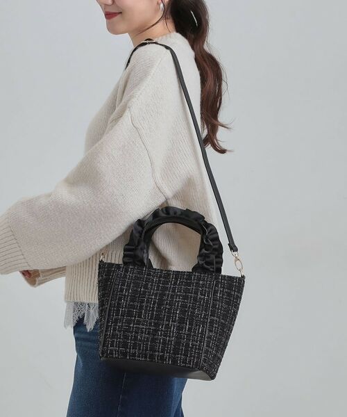 SHOO・LA・RUE / シューラルー トートバッグ | フリルハンドルツイードトートバッグ | 詳細1