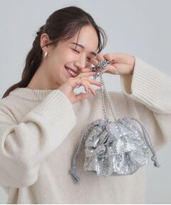 SHOO・LA・RUE / シューラルー ショルダーバッグ | スパンコールフリル巾着ショルダーバッグ