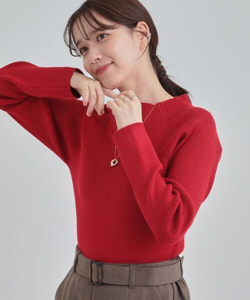 SHOO・LA・RUE / シューラルー ニット・セーター | 【洗濯機可】ちくちくしにくい やわらかリブハイネックニット(レッド(061))