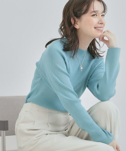 SHOO・LA・RUE / シューラルー ニット・セーター | 【洗濯機可】ちくちくしにくい やわらかリブハイネックニット(サックスブルー(090))