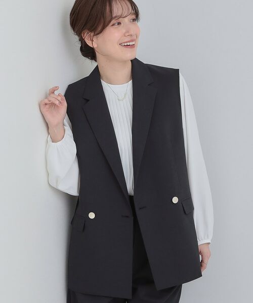 SHOO・LA・RUE/シューラルー 【セットアップ可能】サッと軽やかに羽織りやすいWブレストジレ ネイビー(094) 03(L) SHOO・LA・RUE/シューラルー 【セットアップ可能】サッと軽やかに羽織りやすいWブレストジレ ネイビー(094) 03(L)