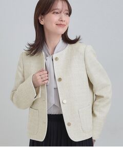 SHOO・LA・RUE / シューラルー ノーカラージャケット | 柔らかく軽い ライトツイードジャケット