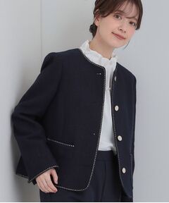 SHOO・LA・RUE / シューラルー ノーカラージャケット | 柔らかく軽い ライトツイードジャケット