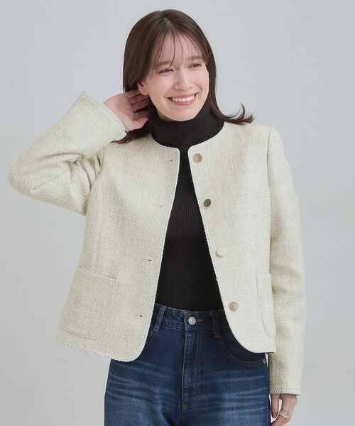 SHOO・LA・RUE / シューラルー ノーカラージャケット | 柔らかく軽い ライトツイードジャケット | 詳細1