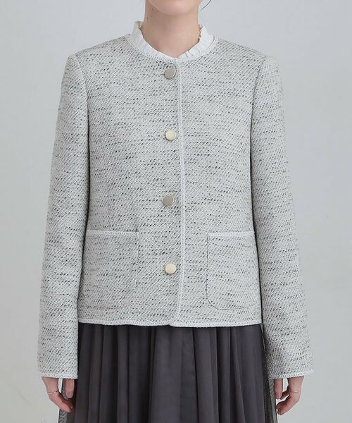 SHOO・LA・RUE / シューラルー ノーカラージャケット | 柔らかく軽い ライトツイードジャケット | 詳細13