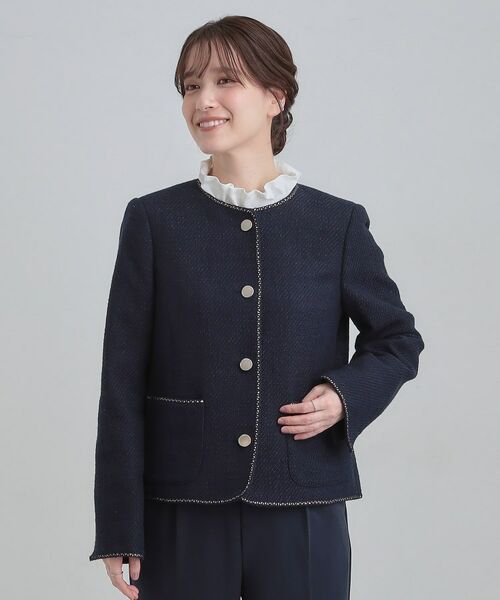 SHOO・LA・RUE / シューラルー ノーカラージャケット | 柔らかく軽い ライトツイードジャケット | 詳細9