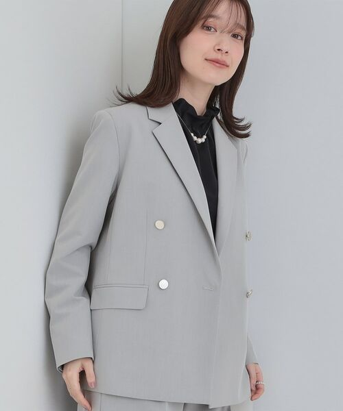 SHOO・LA・RUE/シューラルー 【セットアップ可能】サッと軽やかに羽織りやすいWブレストジャケット ライトグレー(011) 02(M) SHOO・LA・RUE/シューラルー 【セットアップ可能】サッと軽やかに羽織りやすいWブレストジャケット ライトグレー(011) 02(M)