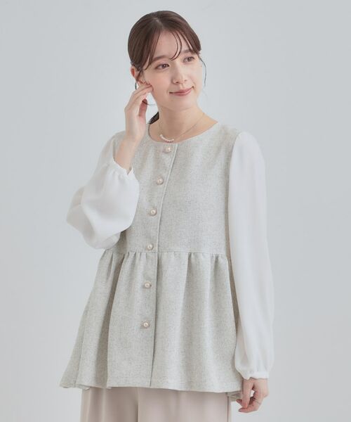 SHOO・LA・RUE / シューラルー シャツ・ブラウス | 時短できちんと見えが叶う フェイクレイヤードブラウス | 詳細1