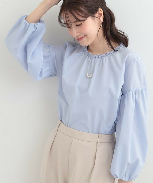 SHOO・LA・RUE / シューラルー シャツ・ブラウス | ジレスタイルにおすすめ ぽわん袖ブラウス(ブルー(091))