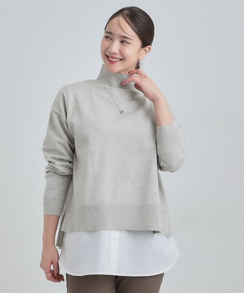 SHOO・LA・RUE / シューラルー その他トップス | 【2点セット/S-LL】時短で決まる もちもちニット＆裾シャツインナー | 詳細1