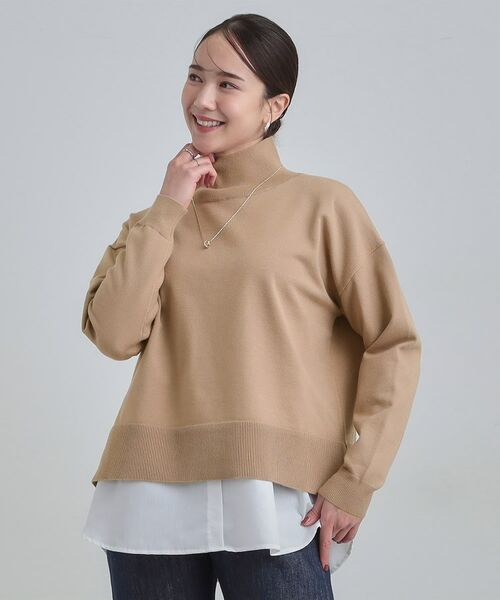 SHOO・LA・RUE / シューラルー その他トップス | 【2点セット/S-LL】時短で決まる もちもちニット＆裾シャツインナー | 詳細15