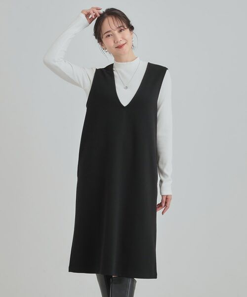 SHOO・LA・RUE / シューラルー ミニ丈・ひざ丈ワンピース | 【2点セット/洗える/S-LL】時短でコーデ決まる ジャンドレ＆リブインナー | 詳細1