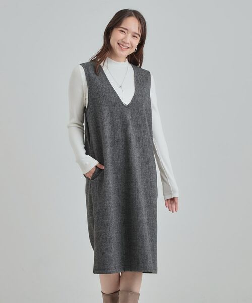 SHOO・LA・RUE / シューラルー ミニ丈・ひざ丈ワンピース | 【2点セット/洗える/S-LL】時短でコーデ決まる ジャンドレ＆リブインナー | 詳細15