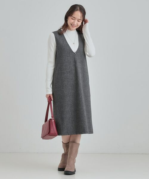 SHOO・LA・RUE / シューラルー ミニ丈・ひざ丈ワンピース | 【2点セット/洗える/S-LL】時短でコーデ決まる ジャンドレ＆リブインナー | 詳細17