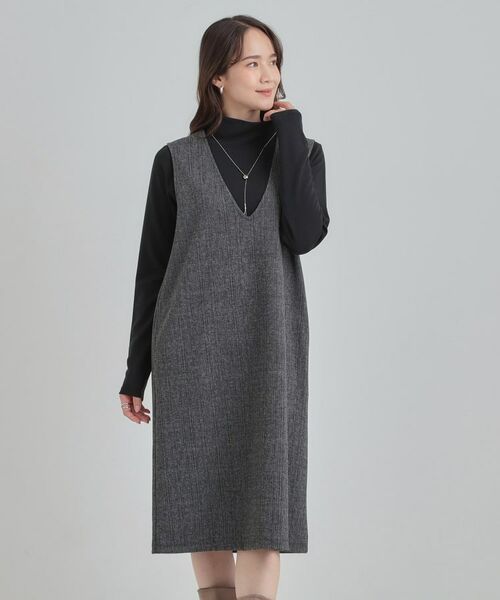 SHOO・LA・RUE / シューラルー ミニ丈・ひざ丈ワンピース | 【2点セット/洗える/S-LL】時短でコーデ決まる ジャンドレ＆リブインナー | 詳細18