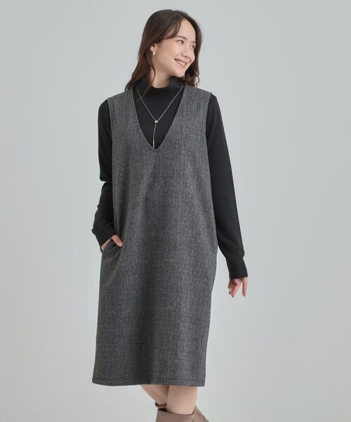 SHOO・LA・RUE / シューラルー ミニ丈・ひざ丈ワンピース | 【2点セット/洗える/S-LL】時短でコーデ決まる ジャンドレ＆リブインナー | 詳細19