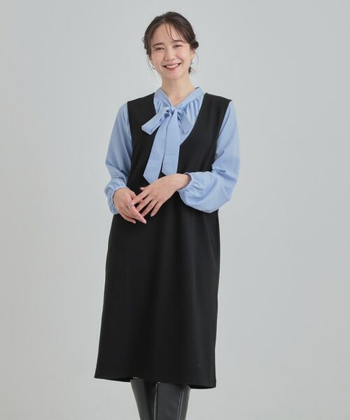 SHOO・LA・RUE / シューラルー ミニ丈・ひざ丈ワンピース | 【2点セット/洗える/S-LL】時短でコーデ決まる ジャンドレ＆リブインナー | 詳細4