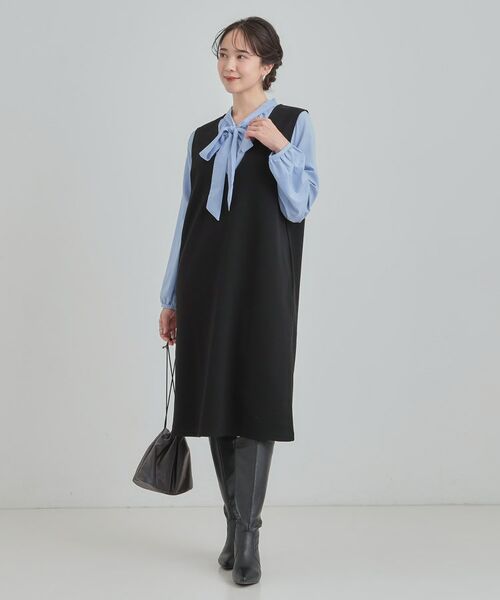 SHOO・LA・RUE / シューラルー ミニ丈・ひざ丈ワンピース | 【2点セット/洗える/S-LL】時短でコーデ決まる ジャンドレ＆リブインナー | 詳細6