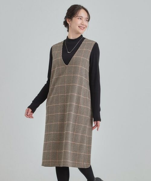 SHOO・LA・RUE / シューラルー ミニ丈・ひざ丈ワンピース | 【2点セット/洗える/S-LL】時短でコーデ決まる ジャンドレ＆リブインナー | 詳細8