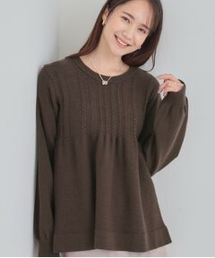 SHOO・LA・RUE / シューラルー ニット・セーター | 【S-LL】気になるお腹周りをカバー ケーブル編みペプラムニット