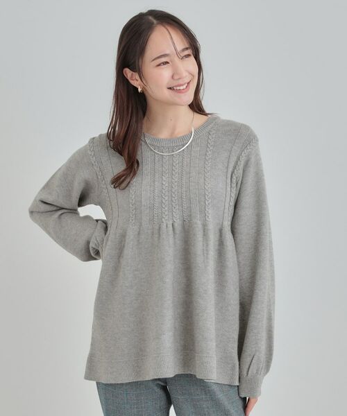 SHOO・LA・RUE / シューラルー ニット・セーター | 【S-LL】気になるお腹周りをカバー ケーブル編みペプラムニット | 詳細1