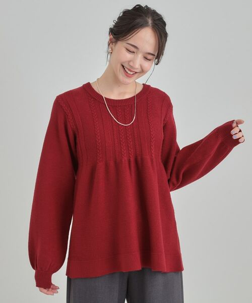 SHOO・LA・RUE / シューラルー ニット・セーター | 【S-LL】気になるお腹周りをカバー ケーブル編みペプラムニット | 詳細10