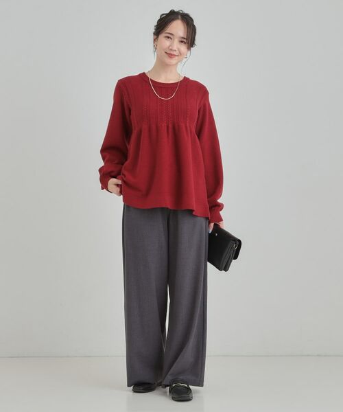 SHOO・LA・RUE / シューラルー ニット・セーター | 【S-LL】気になるお腹周りをカバー ケーブル編みペプラムニット | 詳細11