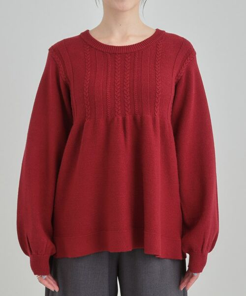 SHOO・LA・RUE / シューラルー ニット・セーター | 【S-LL】気になるお腹周りをカバー ケーブル編みペプラムニット | 詳細13