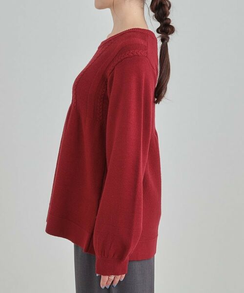 SHOO・LA・RUE / シューラルー ニット・セーター | 【S-LL】気になるお腹周りをカバー ケーブル編みペプラムニット | 詳細14