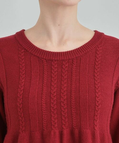 SHOO・LA・RUE / シューラルー ニット・セーター | 【S-LL】気になるお腹周りをカバー ケーブル編みペプラムニット | 詳細16