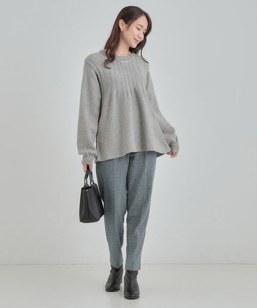 SHOO・LA・RUE / シューラルー ニット・セーター | 【S-LL】気になるお腹周りをカバー ケーブル編みペプラムニット | 詳細3