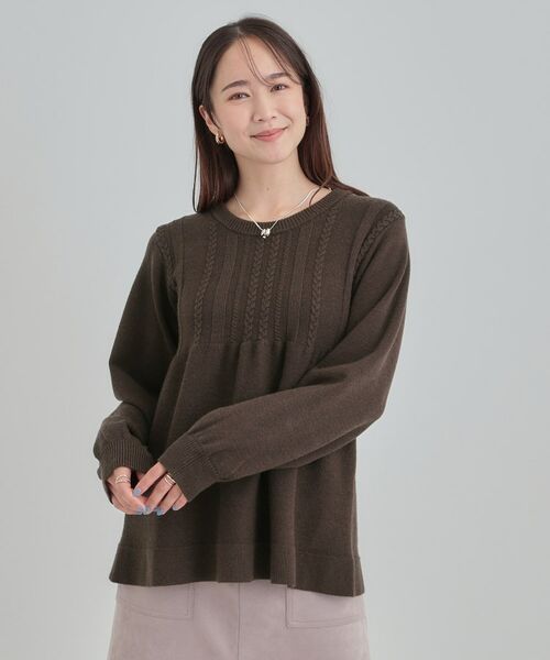 SHOO・LA・RUE / シューラルー ニット・セーター | 【S-LL】気になるお腹周りをカバー ケーブル編みペプラムニット | 詳細5