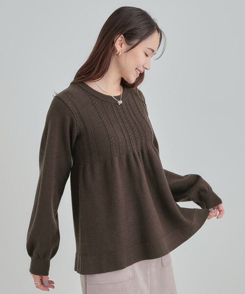 SHOO・LA・RUE / シューラルー ニット・セーター | 【S-LL】気になるお腹周りをカバー ケーブル編みペプラムニット | 詳細6