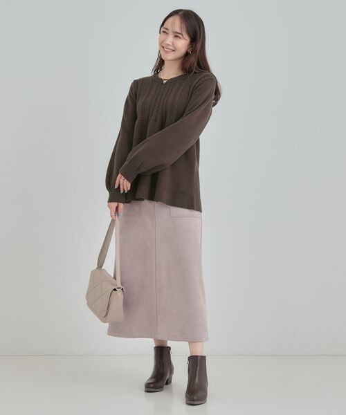 SHOO・LA・RUE / シューラルー ニット・セーター | 【S-LL】気になるお腹周りをカバー ケーブル編みペプラムニット | 詳細7