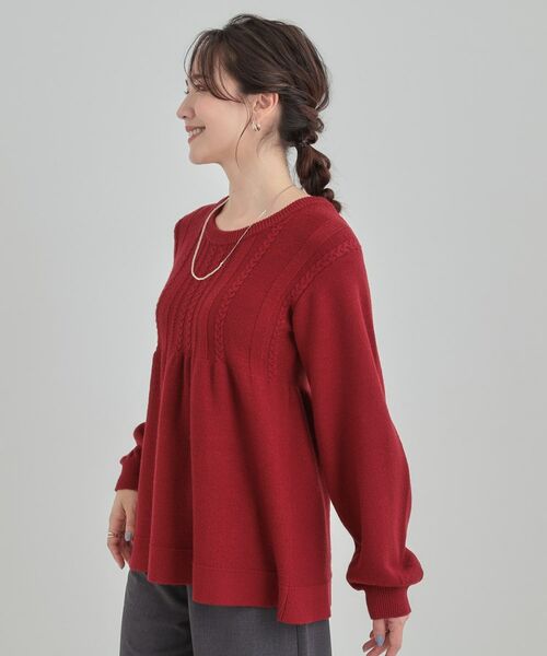 SHOO・LA・RUE / シューラルー ニット・セーター | 【S-LL】気になるお腹周りをカバー ケーブル編みペプラムニット | 詳細9