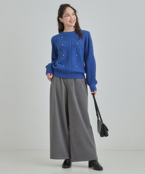 SHOO・LA・RUE / シューラルー ニット・セーター | フェイクパールで上品見え ケーブルパール調ニット | 詳細11