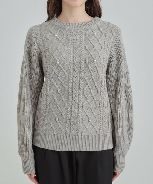 SHOO・LA・RUE / シューラルー ニット・セーター | フェイクパールで上品見え ケーブルパール調ニット | 詳細13