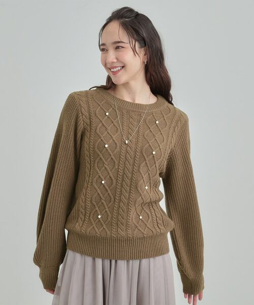 SHOO・LA・RUE / シューラルー ニット・セーター | フェイクパールで上品見え ケーブルパール調ニット | 詳細5